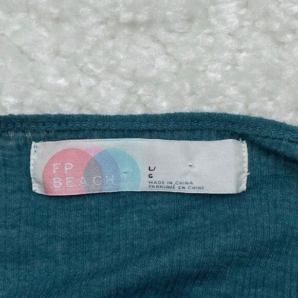 Free People Beach Seashore Mini Dress Ruffle Sleeve Teal Jewel - Picture 5 of 10